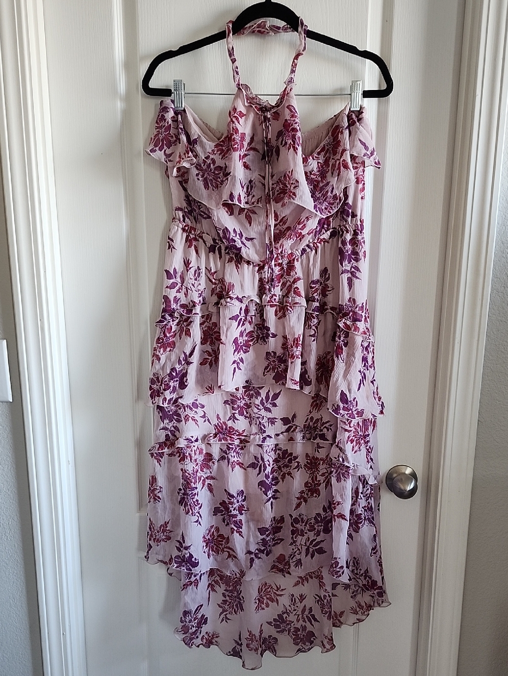 Express Pink and Purple Floral Midi Dress